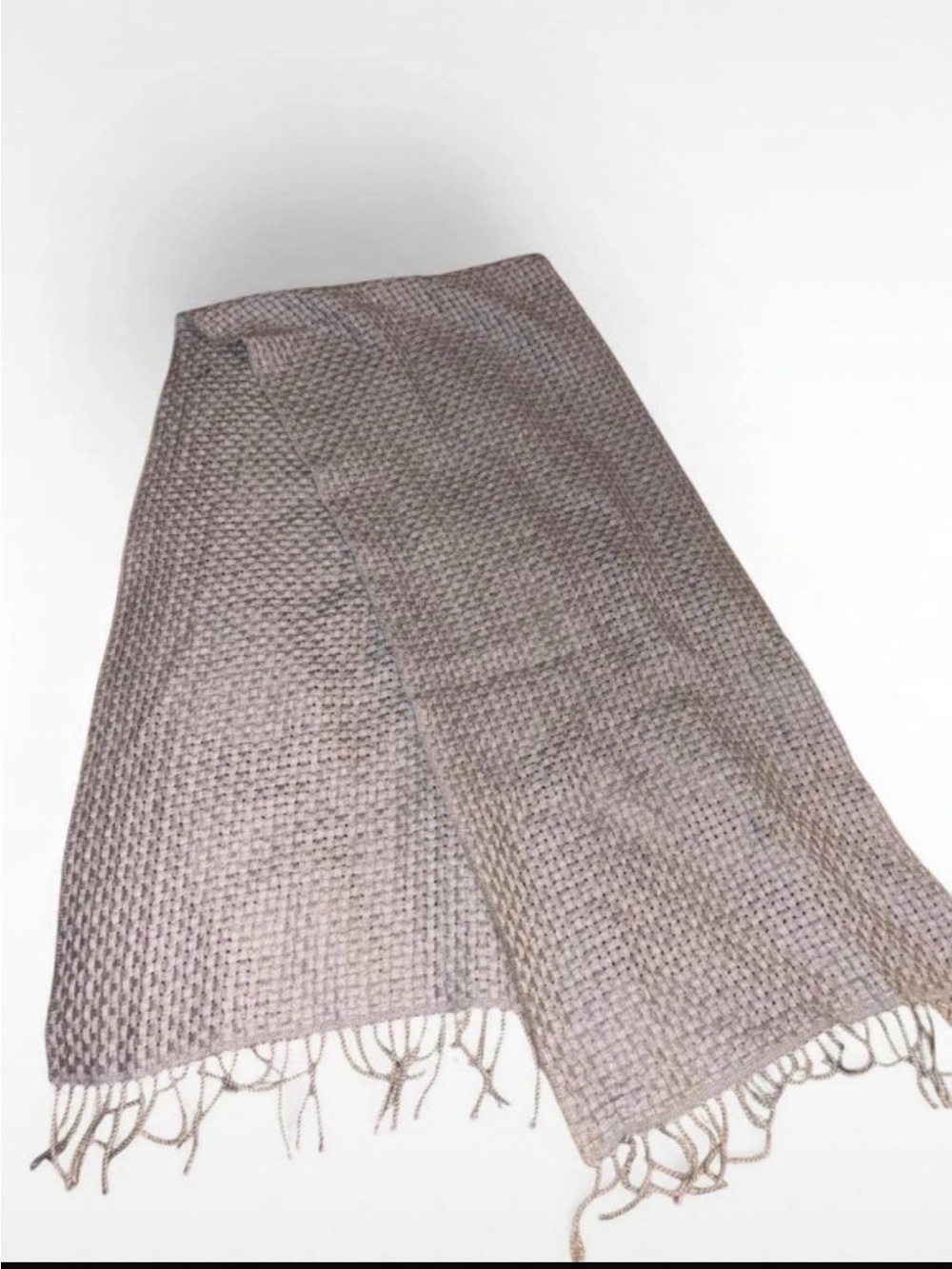 Givenchy Taupe Woven Fringe Scarf